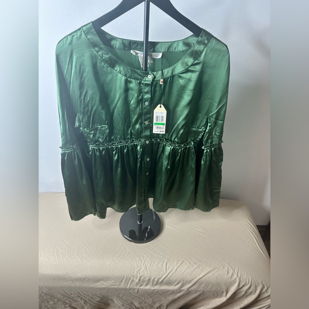 Elegant Green Satin Blouse